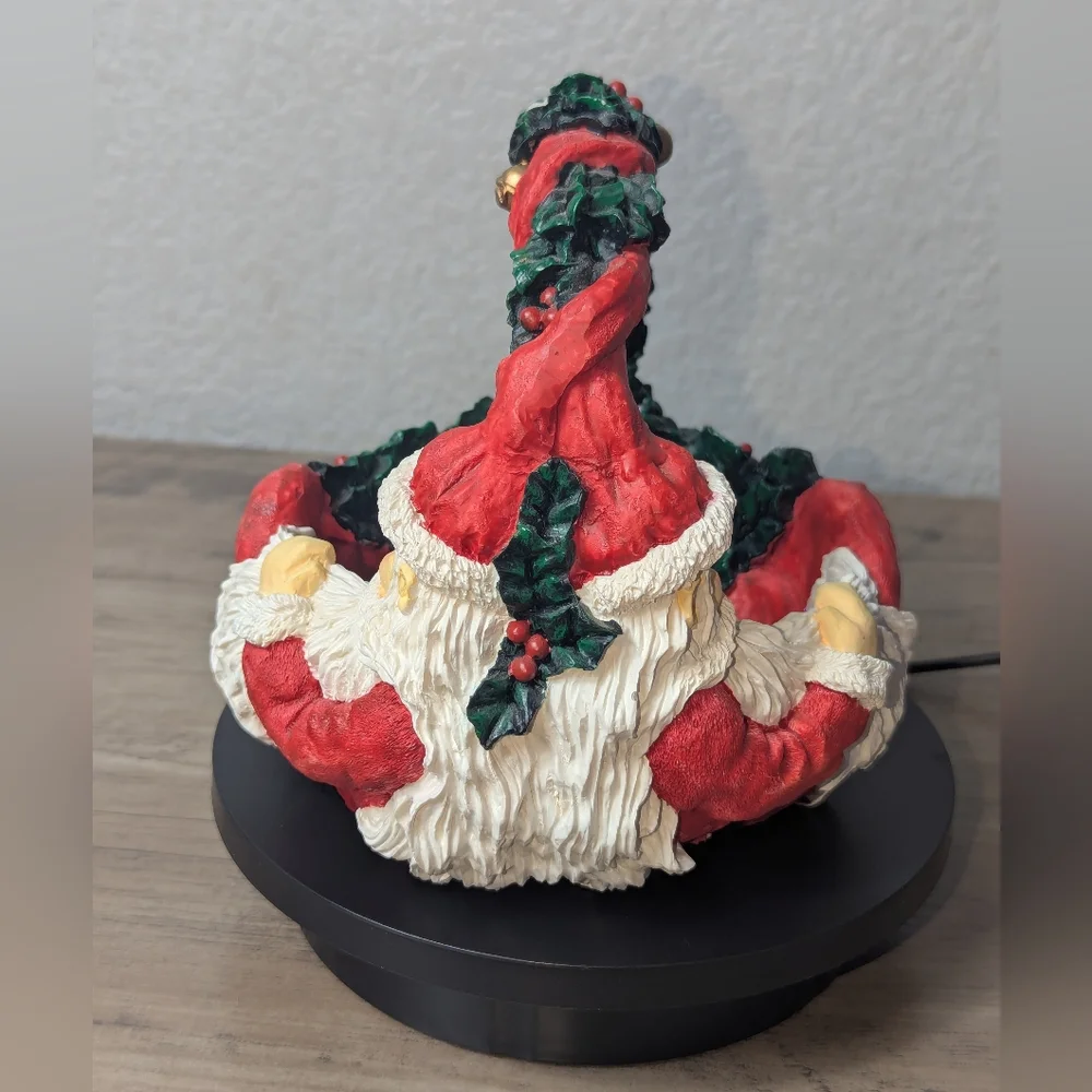 Vintage Department 56 Double Santa Claus Resin Christmas Candy Decor Basket Bowl